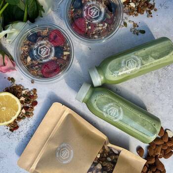 The Juicing Co. Brunch Bag with Granola, Vanilla Matcha Lattes and Chia Pots